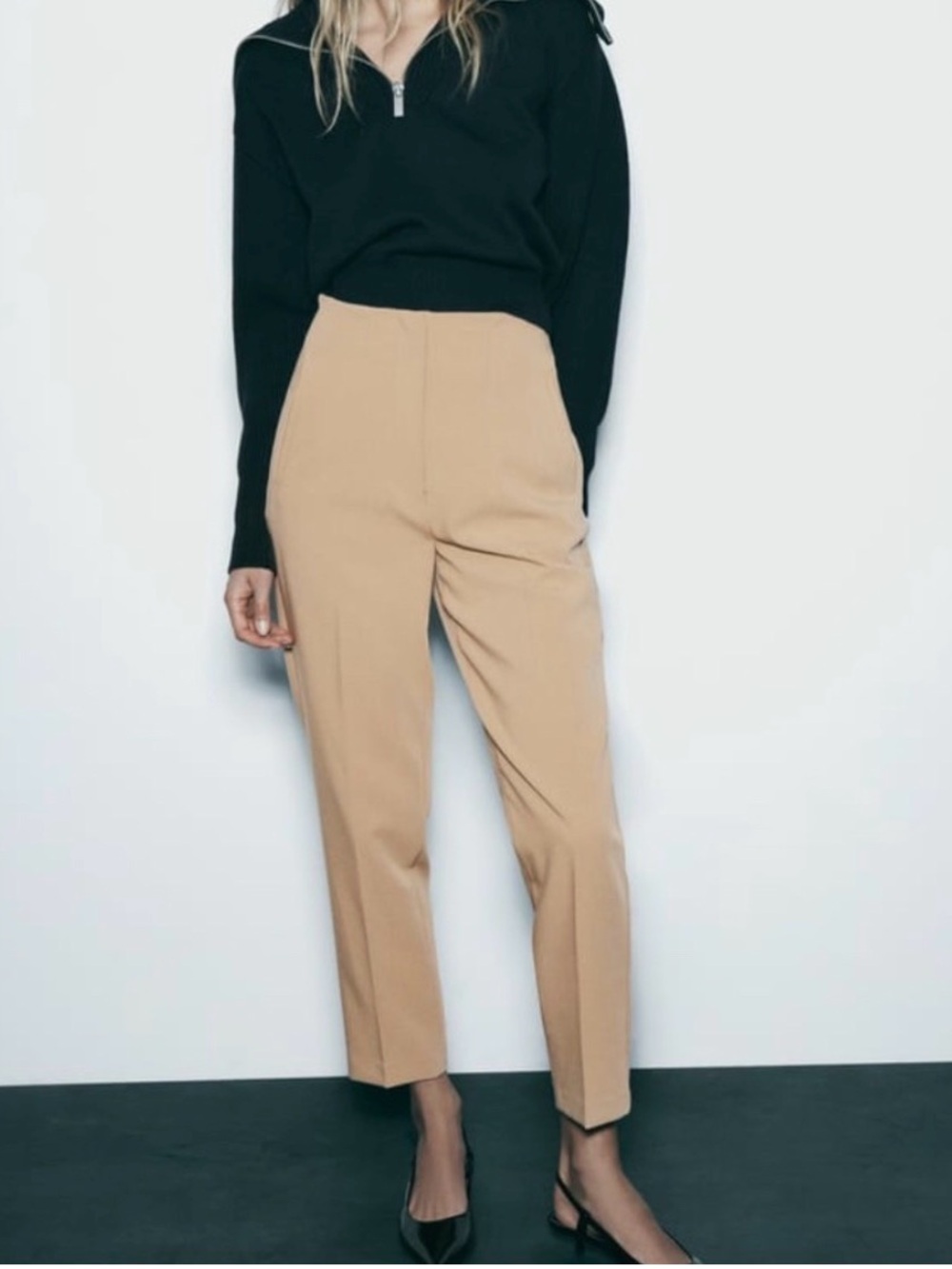 NWOT ZARA women tan smart stylist dress pants, size L